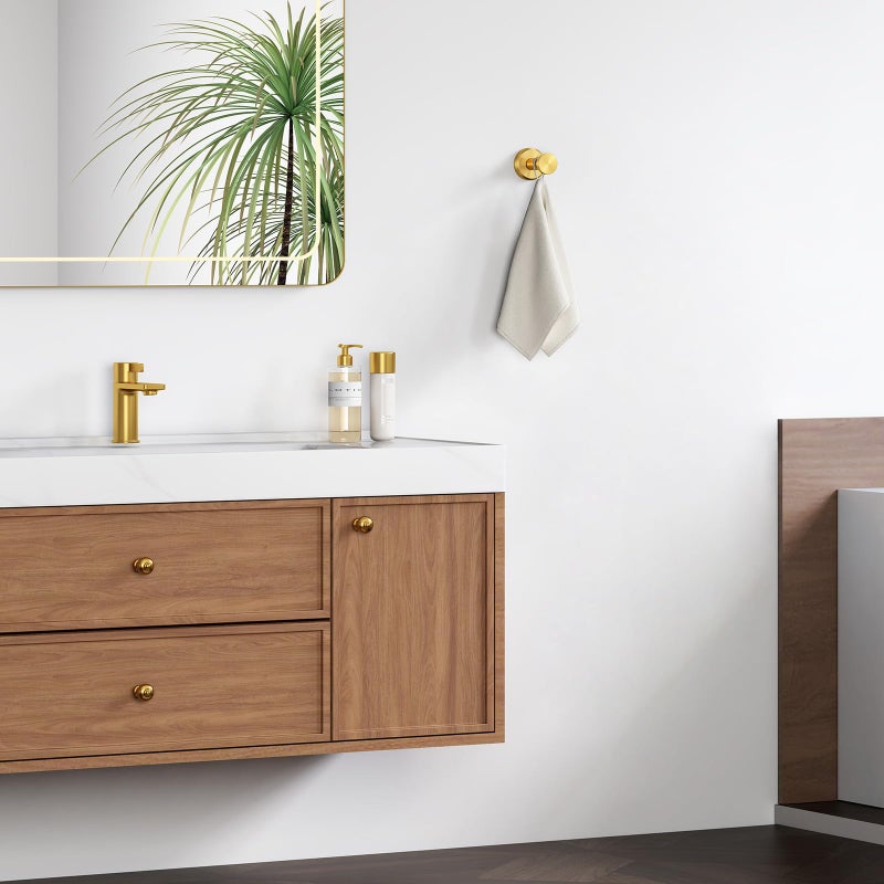 Angle Simple Robe and Towel Hook, SUS304 Stainless Steel Bathroom Robe Hook, Small Towel Hanger for Wall or Cabinet, Brushed Dark Gold - Image 2